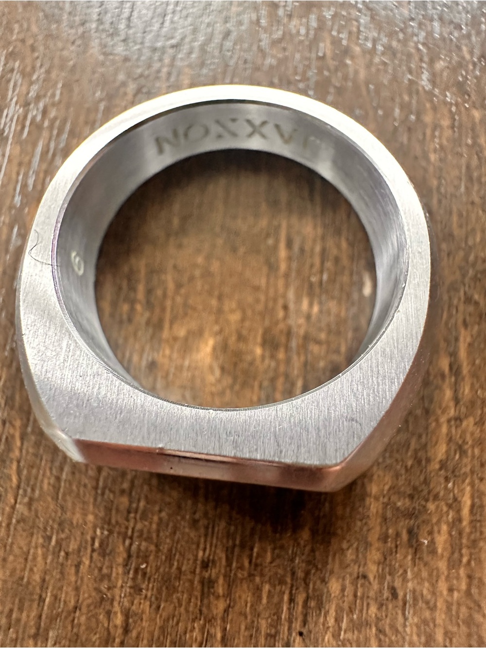 Jaxxon Men's signet platinum finish Square Band Ring size 9